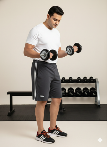 Plus Size Men Dark Grey Solid Regular Fit Shorts