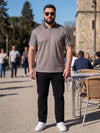 Plus Size Men's Textured Print Polo Neck Short Sleeve Tshirt