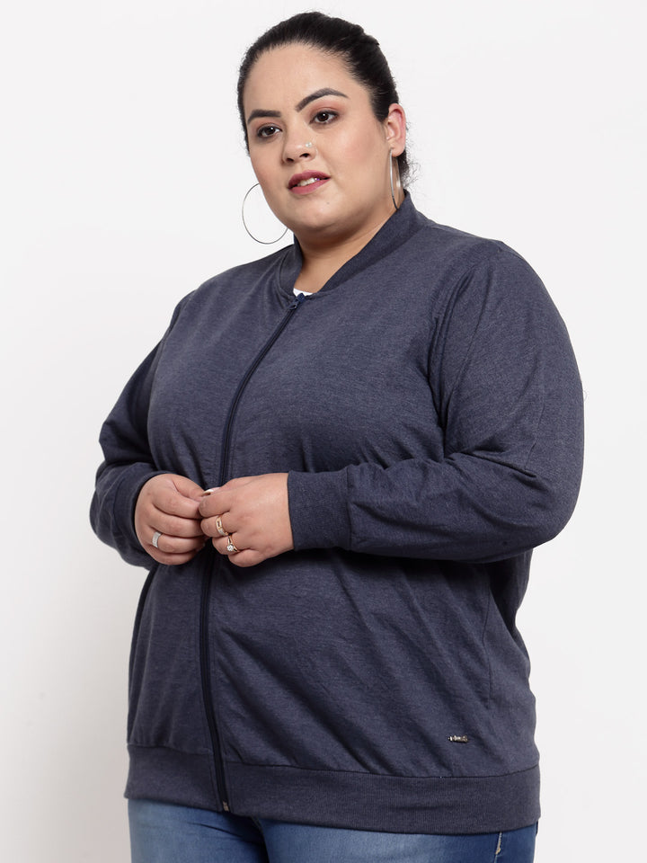 plusS Women Plus Size Navy Blue Sweatshirt