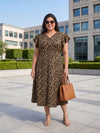 Plus Size Flutter Sleeve Fit & Flare Midi Dress