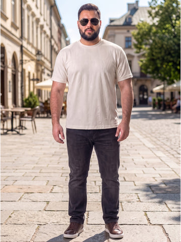 Plus Size Men's Textured Round Neck Short Sleeve Tshirt