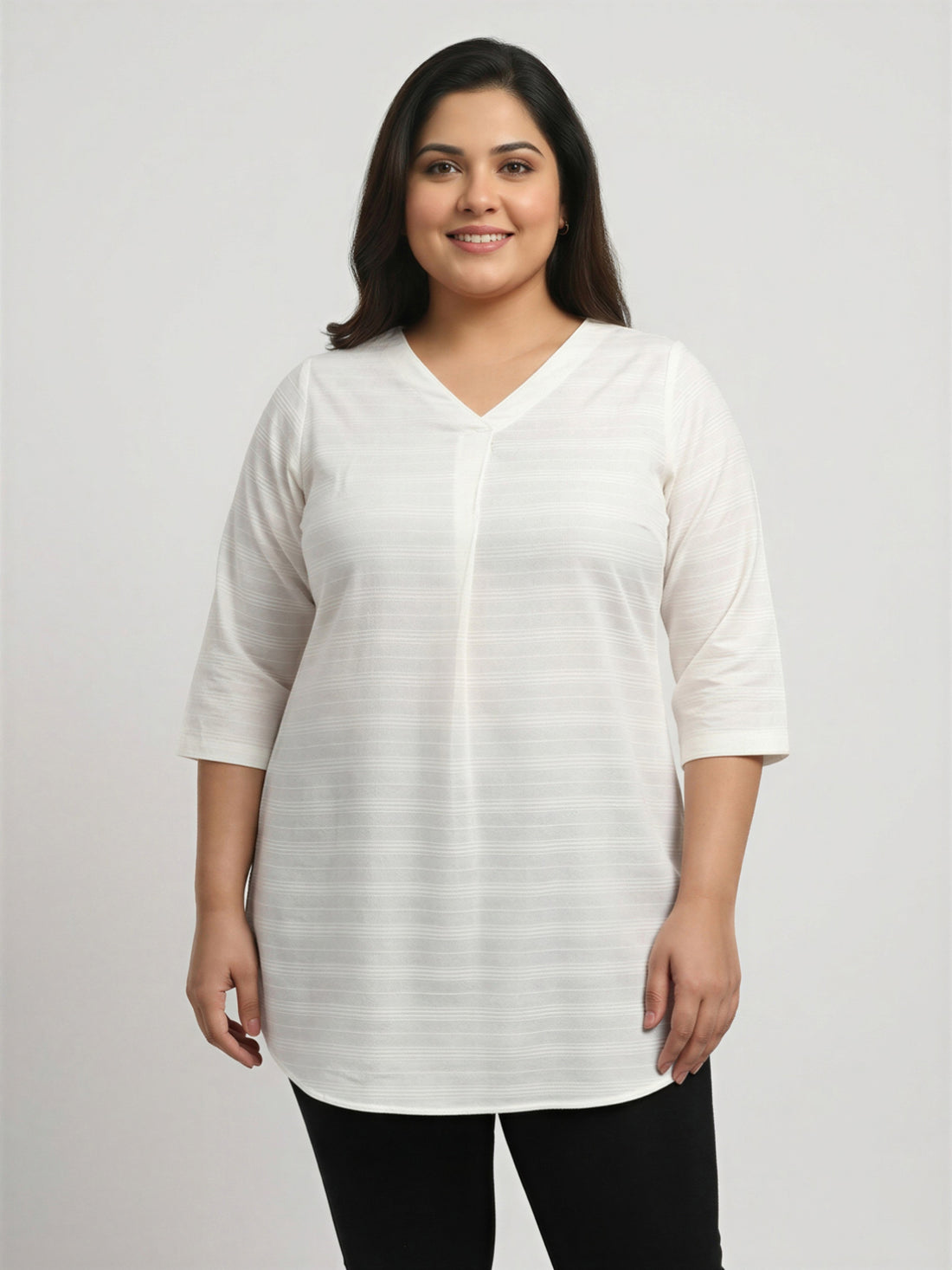 Plus Size Women A-Line V-Neck Top
