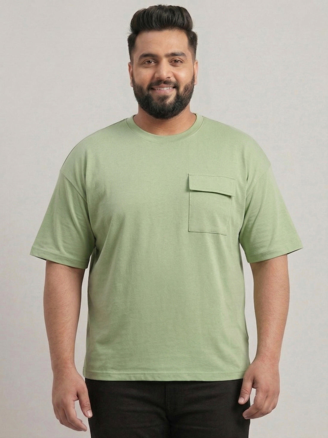Plus Size Men Half Sleeve Cotton Lycra Tshirt