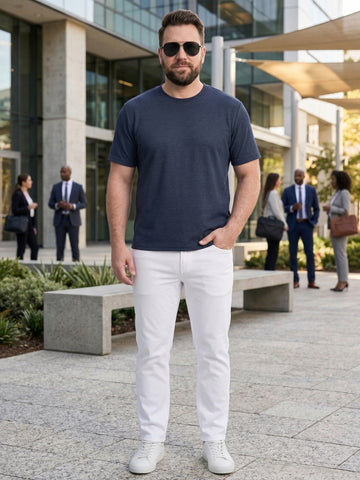 Plus Size Men Half Sleeve Round Neck Tshirt