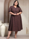 Plus Size Printed Fit & Flare Dress