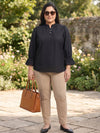 Plus Size Women Puff Sleeve Ruffled Top
