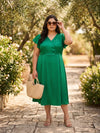Plus Size Women V-Neck Midi Dress