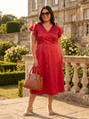 Plus Size Women V-Neck Midi Dress