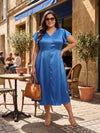 Plus Size Women V-Neck Midi Dress