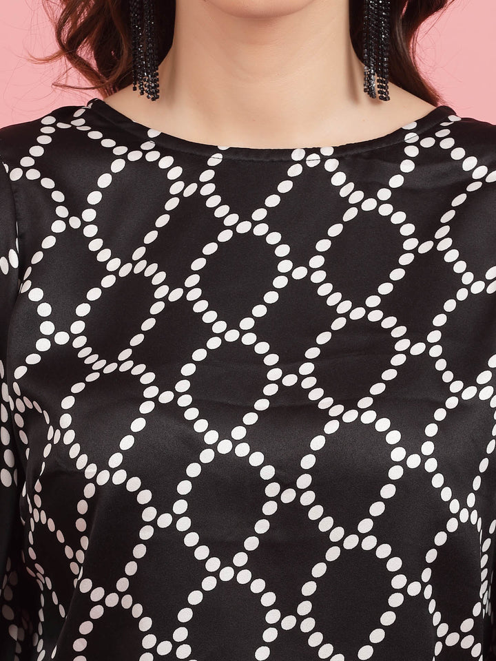 Geometric Printed Bell Sleeves Top