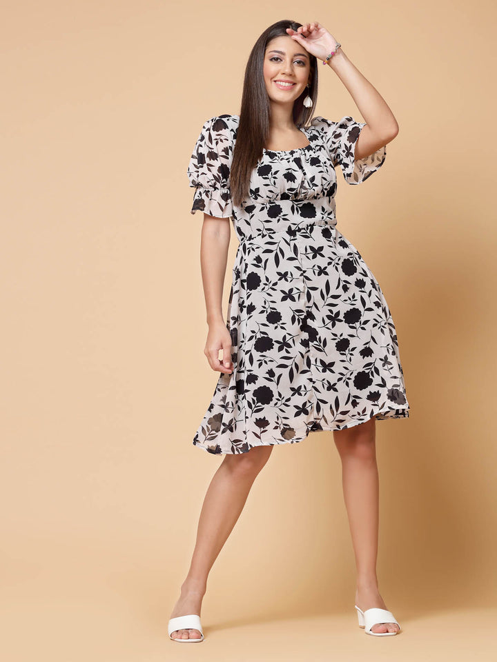 Floral Print Fit & Flare Dress