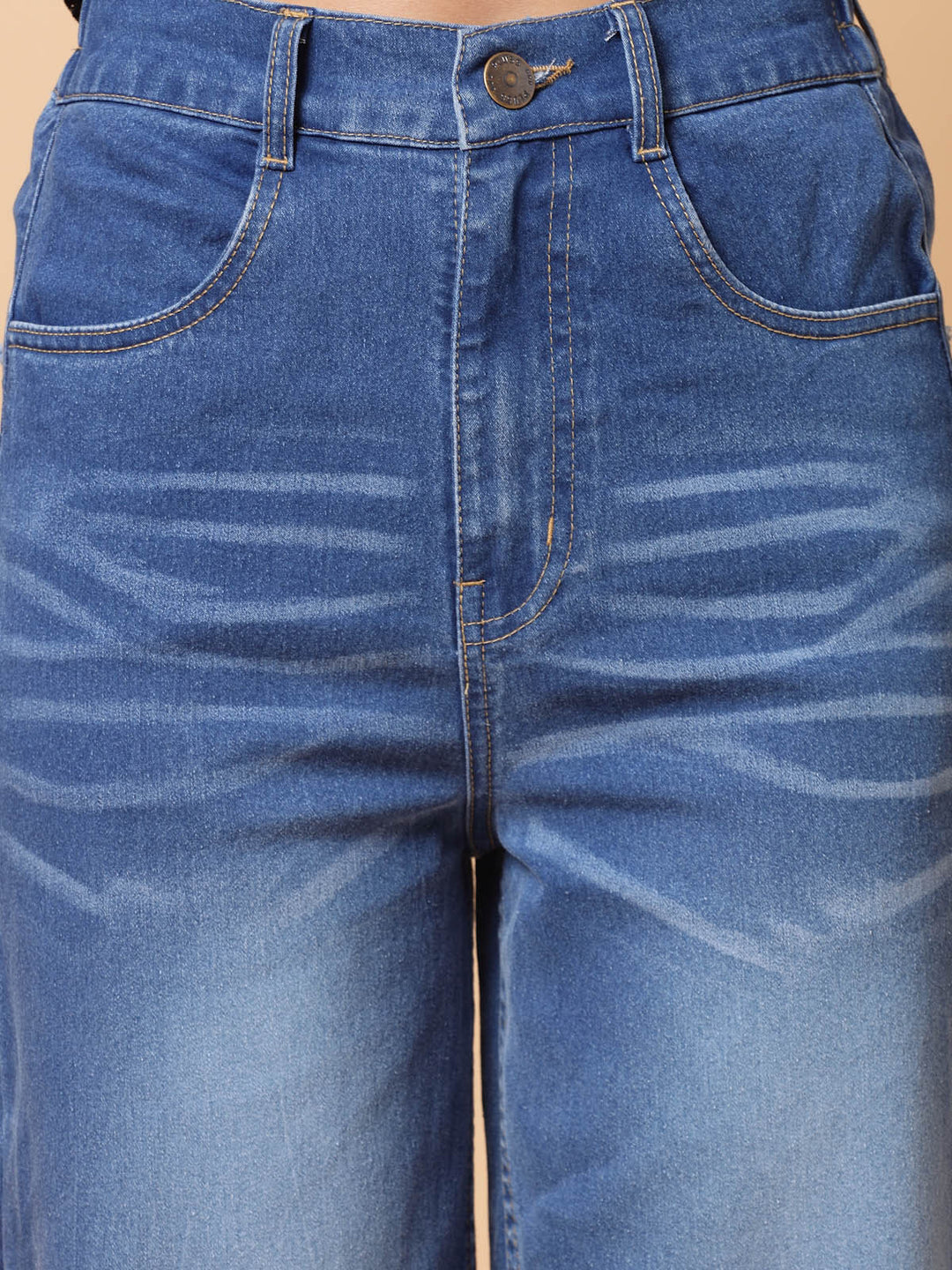 Women Blue Heavy Fade Cotton Denim Jeans