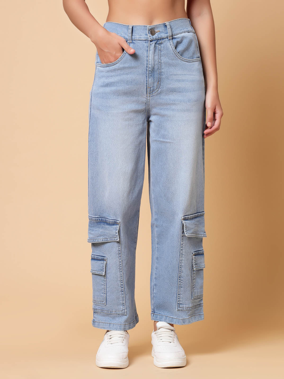 Women Blue Heavy Fade Cotton Denim Jeans