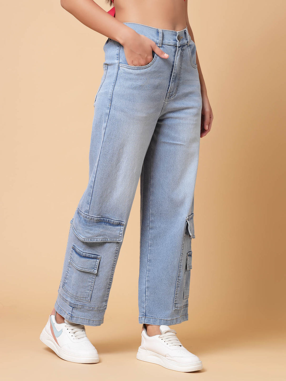 Women Blue Heavy Fade Cotton Denim Jeans