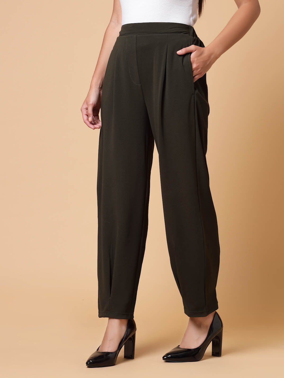 Buy Olive Green Trousers & Pants for Women by MISS PLAYERS Online | Ajio.com