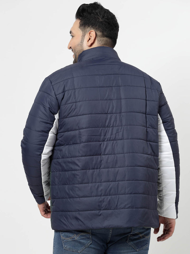 Navy Blue Spread Collar Puffer Jacket