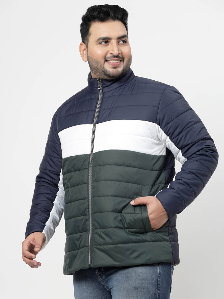 Navy Blue Spread Collar Puffer Jacket