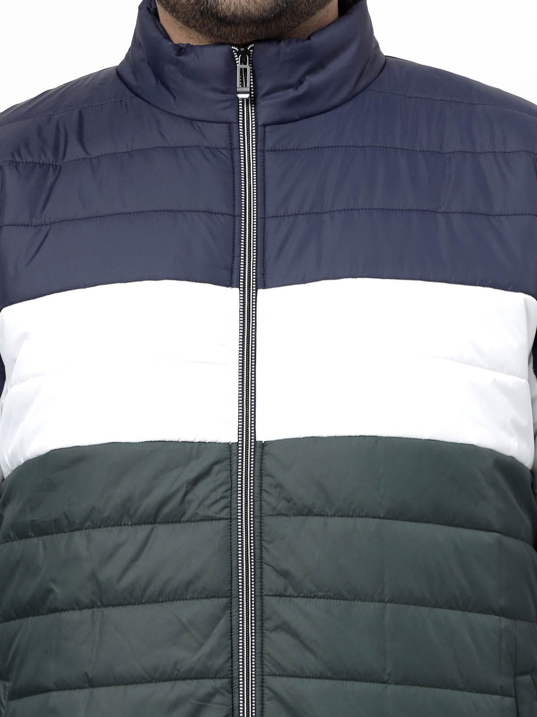 Navy Blue Spread Collar Puffer Jacket