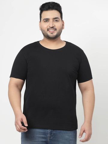Plus Size Men  Black Typography Printed T-shirt