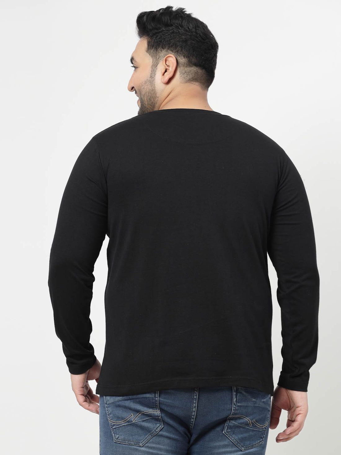 Plus Size Men Black Cotton T-shirt