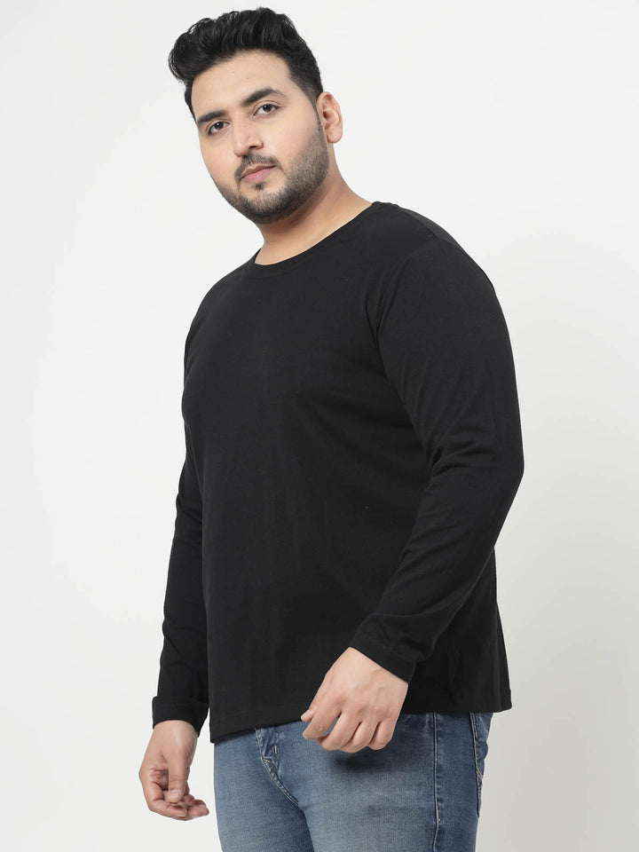 Plus Size Men Black Cotton T-shirt