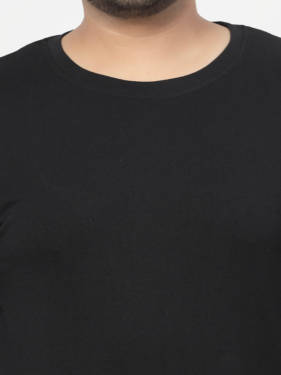 Plus Size Men Black Cotton T-shirt