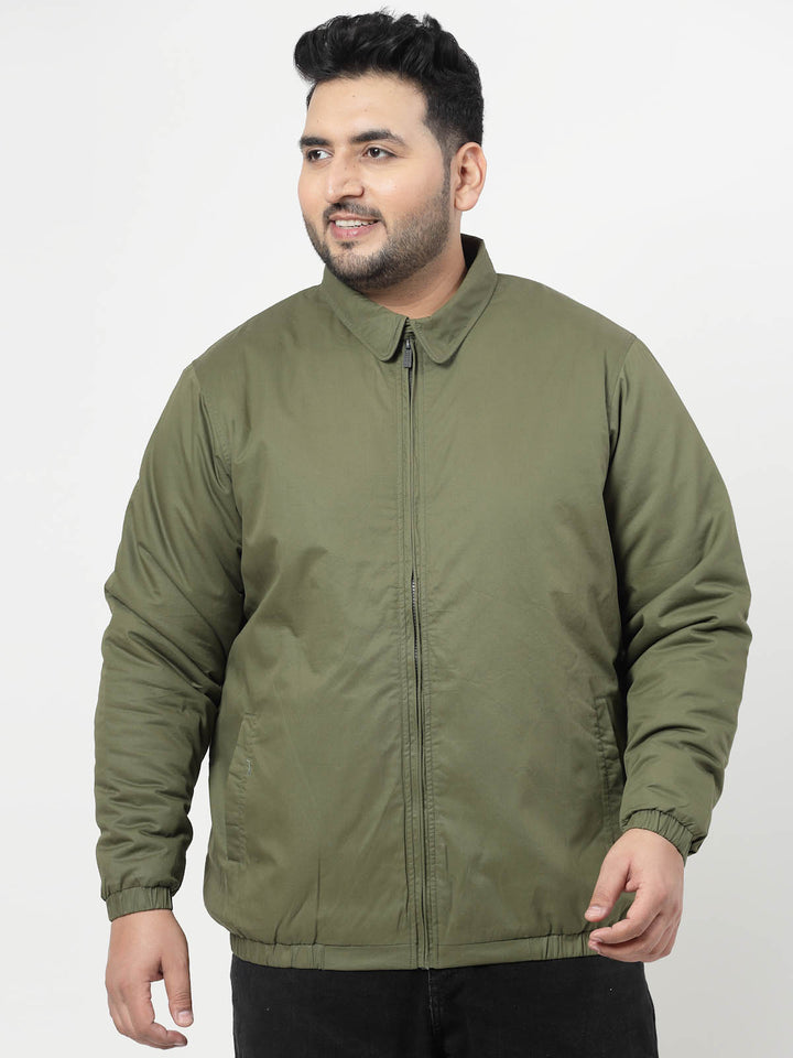 Men Olive Green Padded Jacket