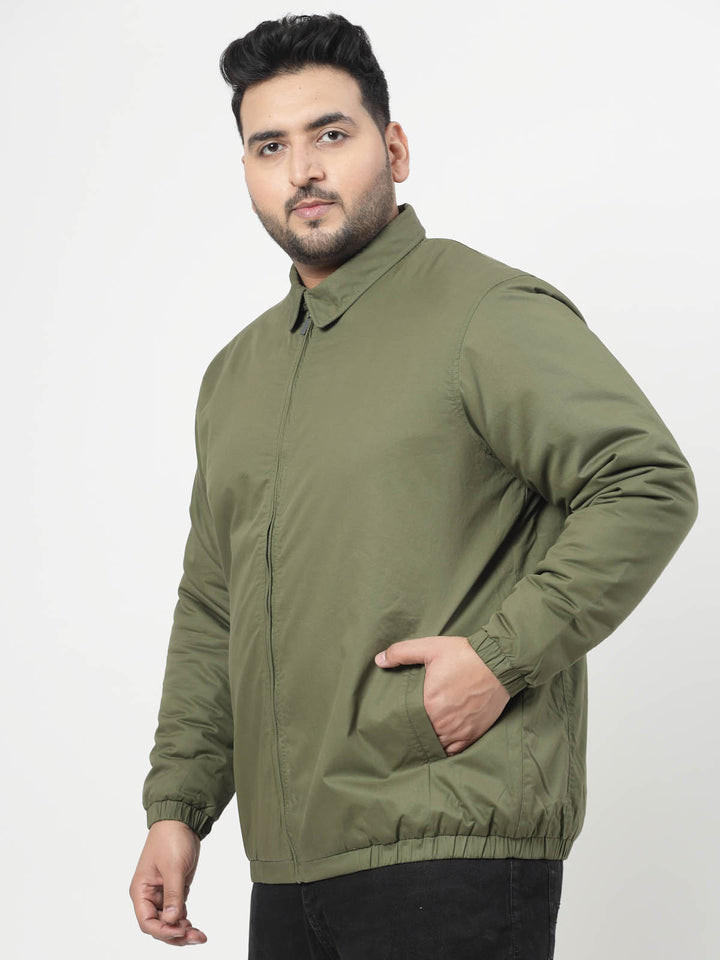 Men Olive Green Padded Jacket