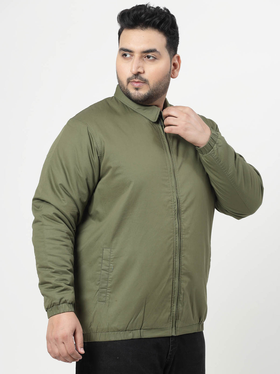 Men Olive Green Padded Jacket