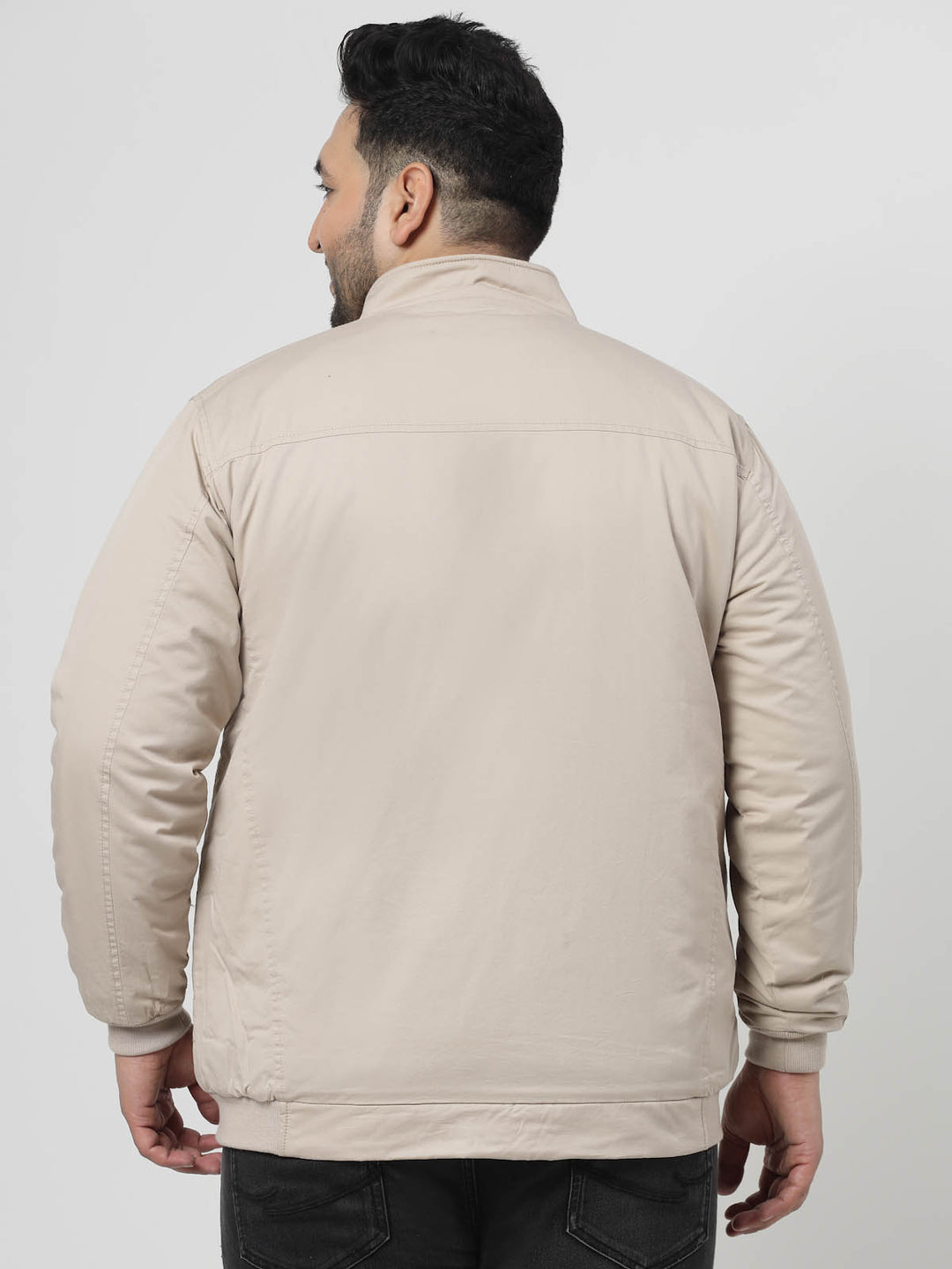 Beige Spread Collar Puffer Jacket