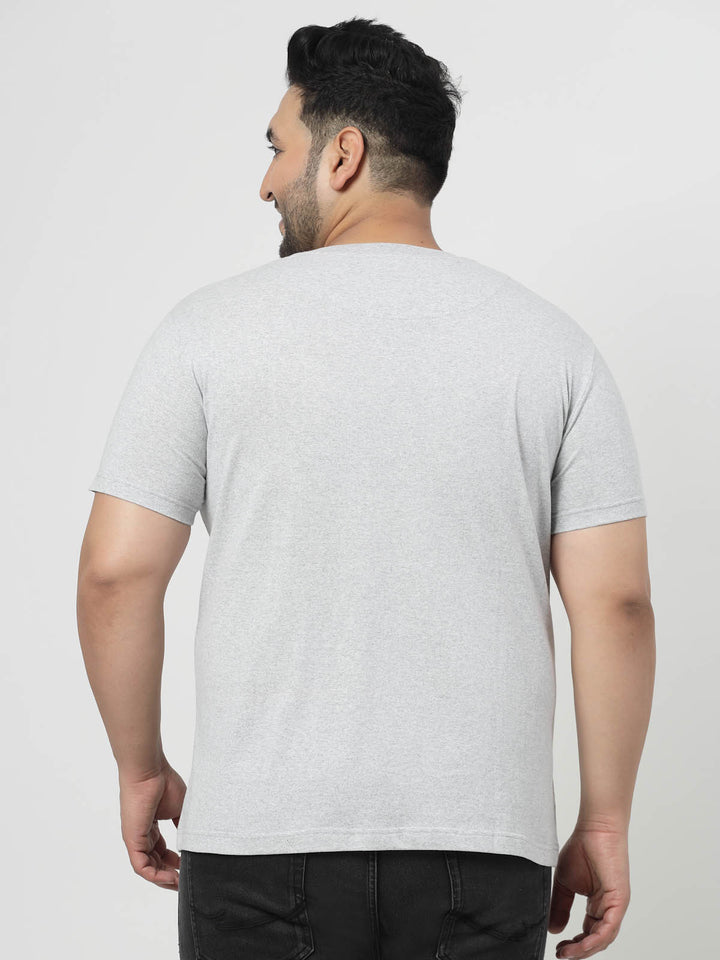 Men Plus Size Grey & Black Graphic Printed T-shirt