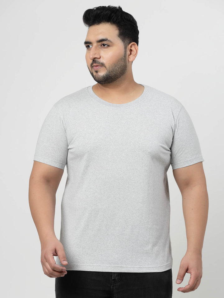 Men Plus Size Grey & Black Graphic Printed T-shirt