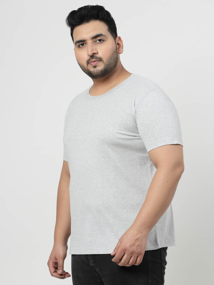 Men Plus Size Grey & Black Graphic Printed T-shirt