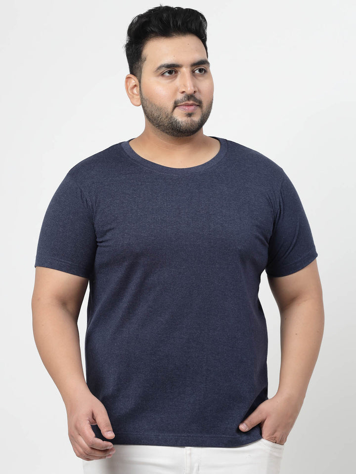 Plus Size Men Navy Blue Regular Fit T-shirt