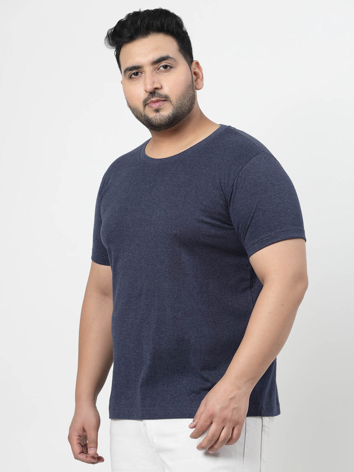 Plus Size Men Navy Blue Regular Fit T-shirt