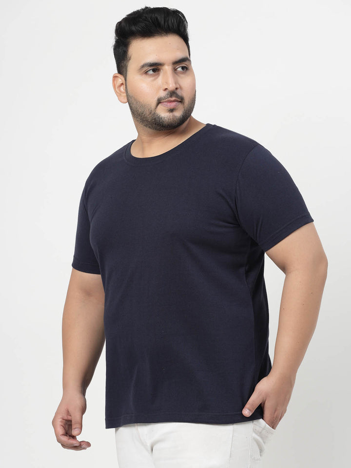 Plus Size Men Navy Blue Regular Fit T-shirt