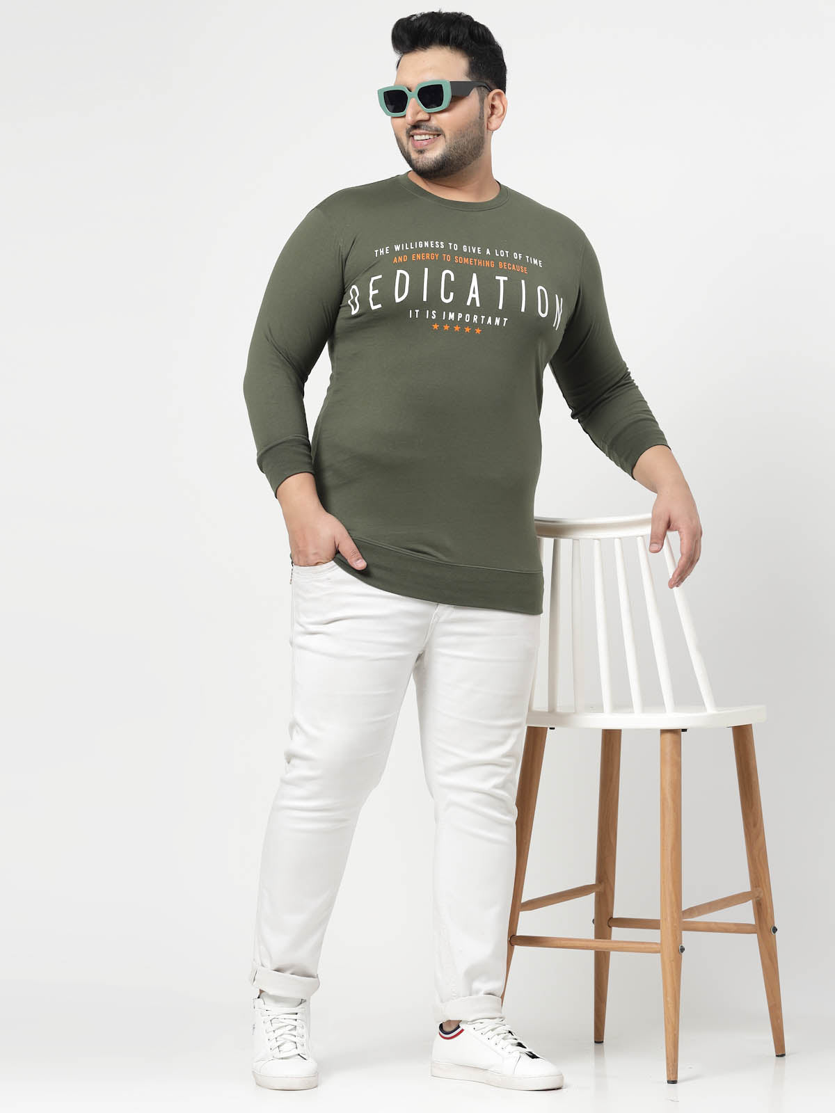 Typography Printed Long Sleeves Cotton Sweatshirt