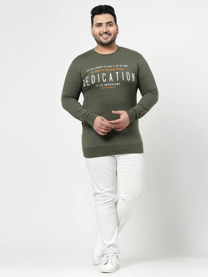 Typography Printed Long Sleeves Cotton Sweatshirt