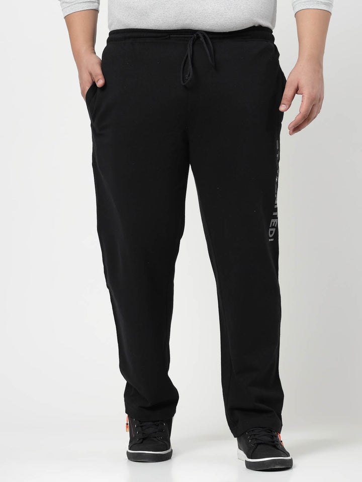 Men Black Solid Straight-Fit Track Pants