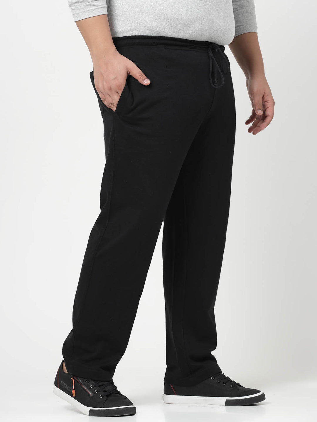 Men Black Solid Straight-Fit Track Pants