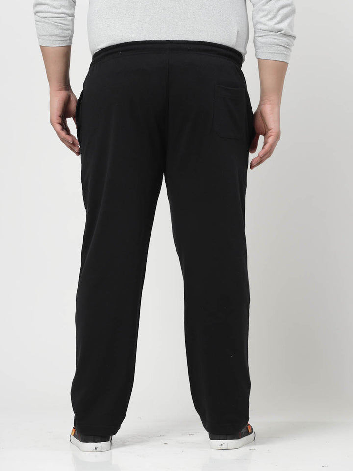 Men Black Solid Straight-Fit Track Pants