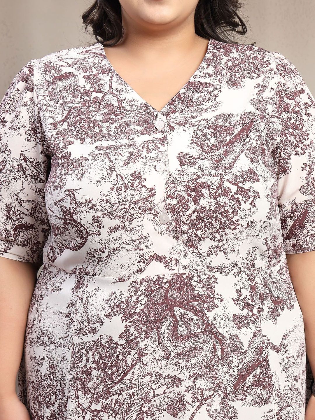 Plus Size Print A-Line Midi Dress