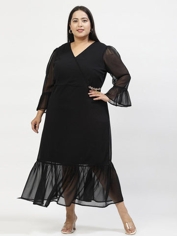 Plus Size  Bell Sleeve Midi Dress