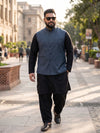 Plus Size Men's Mandarin Collar Checked Acrylic Sleeveless Nehru Jacket | Sizes 3XL to 8XL