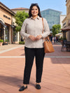 Plus Size Women's Vertical Pinstripe Button-Down Full Sleeve Shirt | Sizes 3XL to 8XL