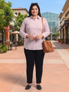 Plus Size Women's Vertical Pinstripe Button-Down Full Sleeve Shirt | Sizes 3XL to 8XL