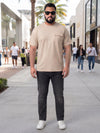Plus Size Men's Round Neck Short Sleeve Cotton T-Shirt with Chest Pocket | Sizes 3XL To 8XL