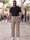 Plus Size Men's Loose Fit Cotton Cargo Trousers with Elastic Waist | Sizes 3XL to 8XL