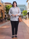 Plus Size Women's Vertical Pinstripe Button-Down Full Sleeve Shirt | Sizes 3XL to 8XL
