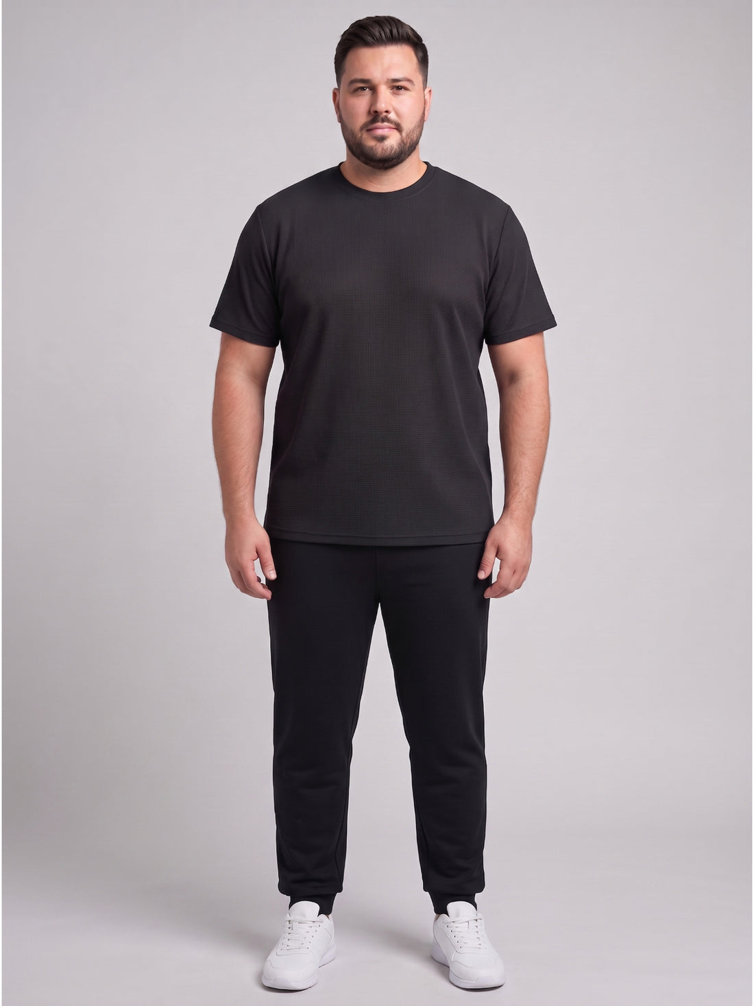 Plus Size Men's Short Sleeve Round Neck Textured Crepe Fabric T-Shirt |Sizes 3XL to 8XL